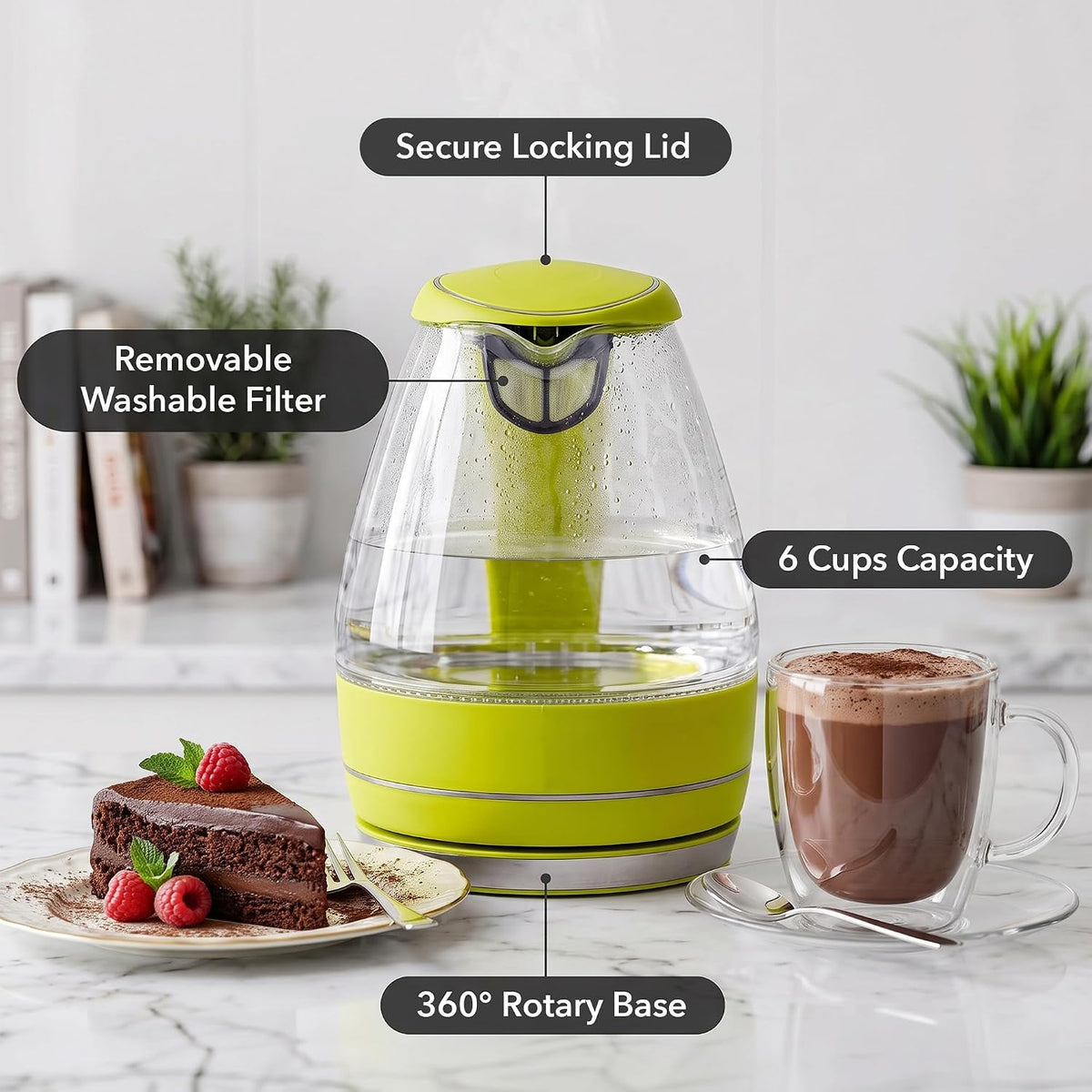 OVENTE 1.5L Glass Electric Kettle Water Boiler, Black KG83B