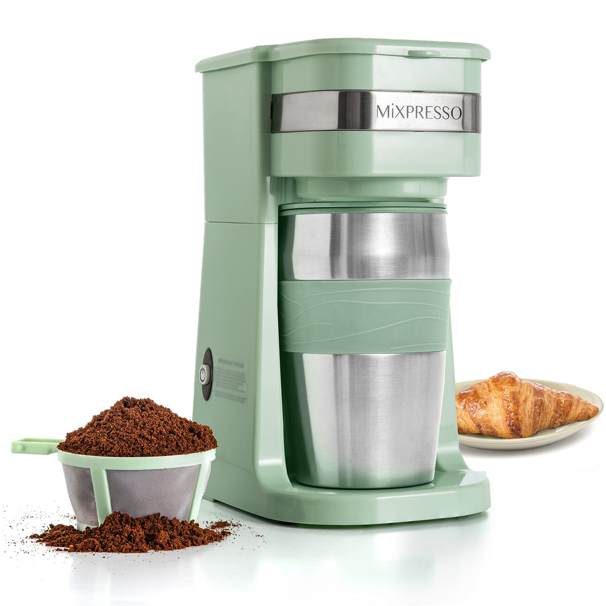 Mixpresso Single Serve & Single Cup Coffee Maker with 14oz Travel Mug Black