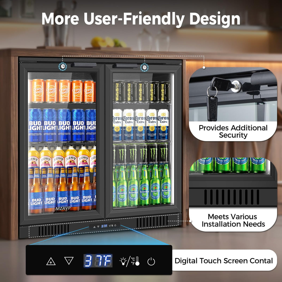 Beverage Refrigerator Cooler, 120 Can Mini Beverage Fridge with Reversible Glass Door for Soda Beer, 3 Cu.Ft Drink Fridge with Digital Temperature Control & Adjustable Shelves - Silver