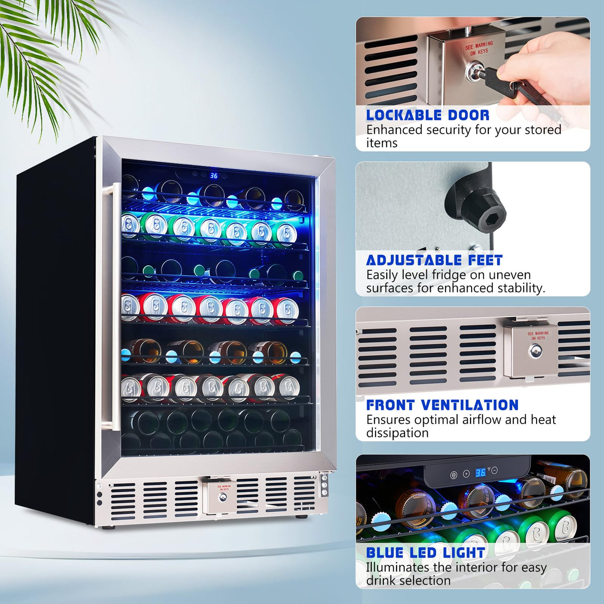 Albott 24 Inch Outdoor Beverage Fridge, 5.0 Cu.Ft Beverage Refrigerator