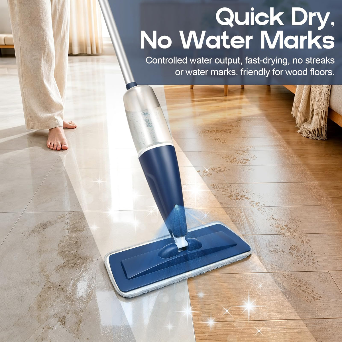 Spray Mop for Hardwood Tile Floor Cleaning with Microfiber Washable Pads