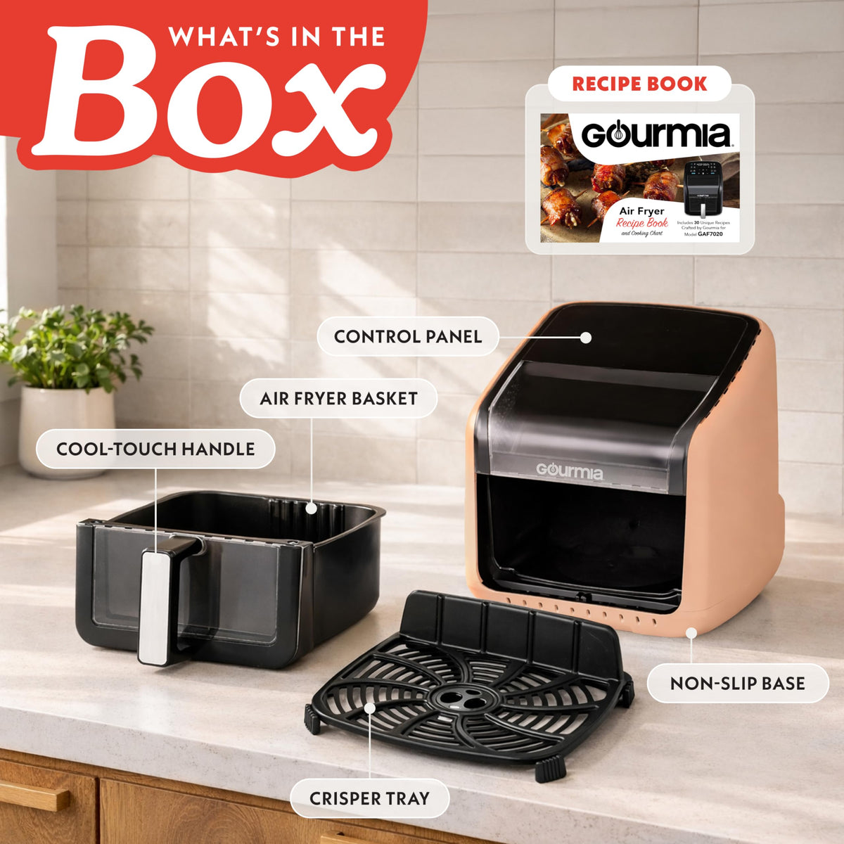 Gourmia Air Fryer - 7 Qt Basket Capacity with Panorama Window, Black