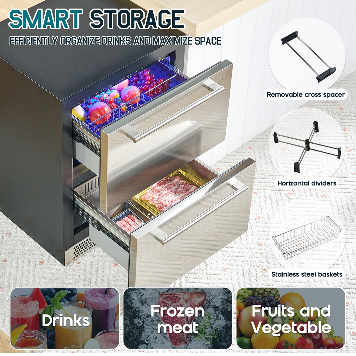 Albott 24 Inch Outdoor Beverage Fridge, 5.0 Cu.Ft Beverage Refrigerator
