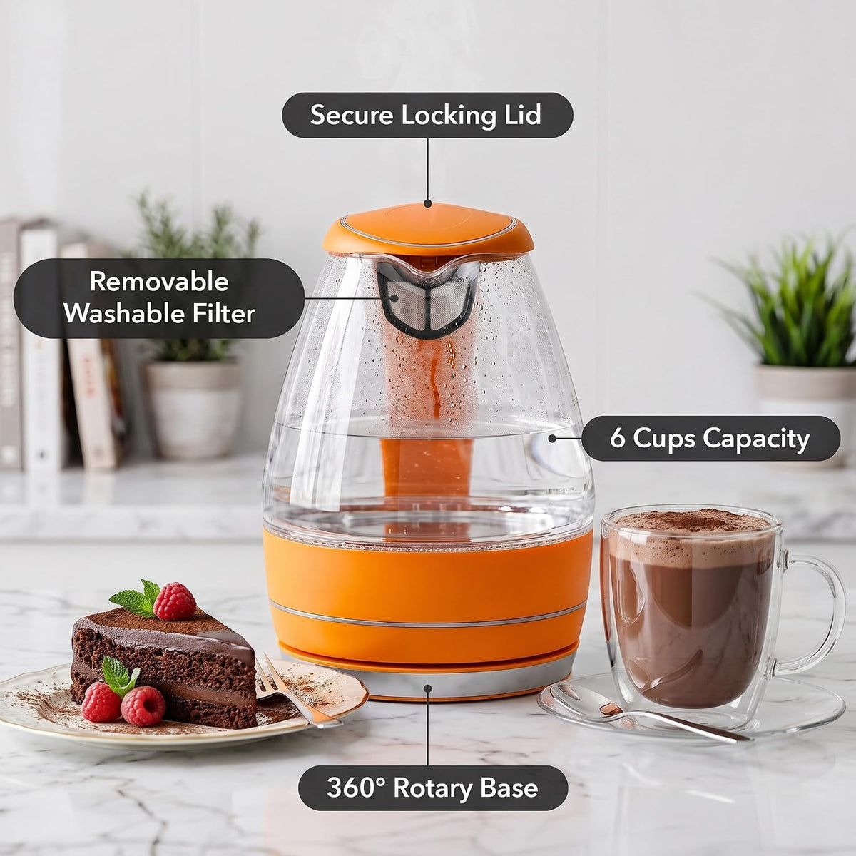 OVENTE 1.5L Glass Electric Kettle Water Boiler, Black KG83B