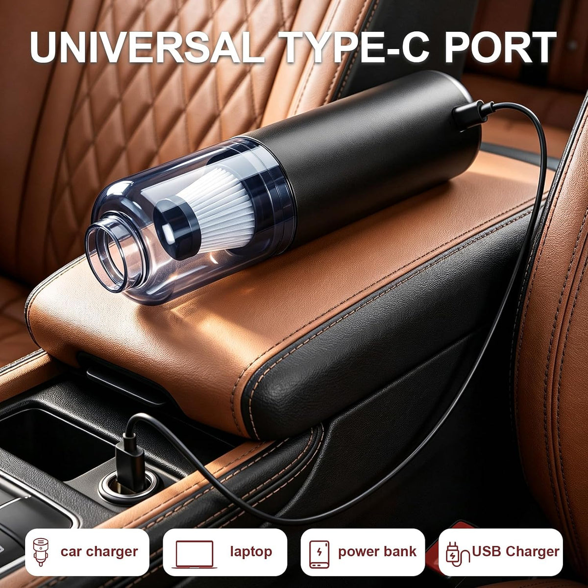 Cordless Handheld Vacuum Cleaner, 6000Pa Portable Mini Hand Vac, 4‑in‑1 Suck Blow Inflate Deflate with 5 Attachments, Picks up Pet Fur Dust Crumbs for Home Sofa Furniture Car