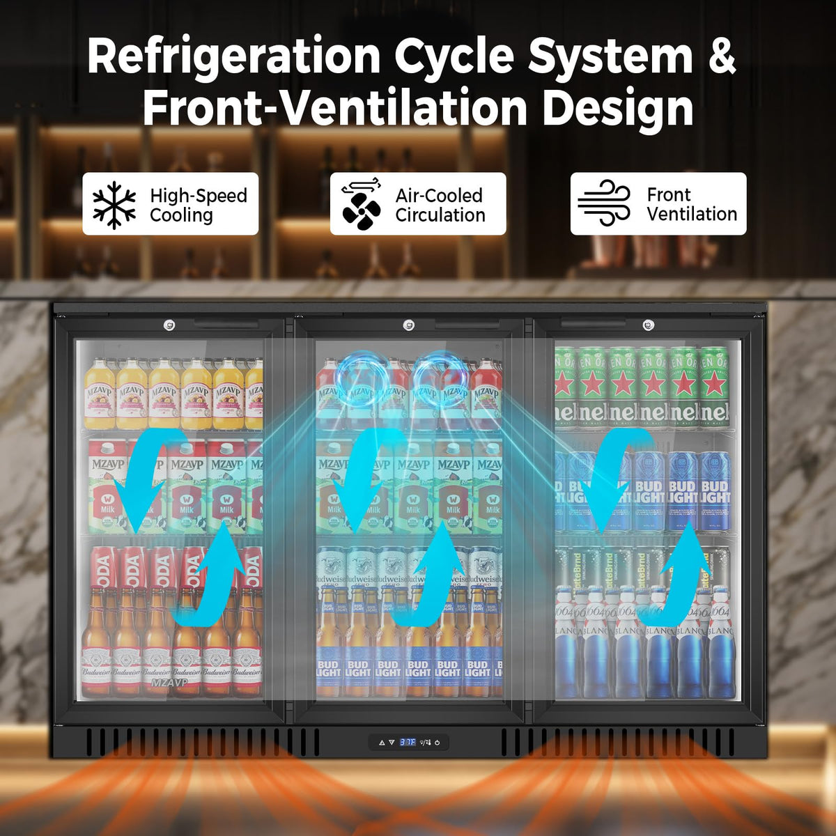 Beverage Refrigerator Cooler, 120 Can Mini Beverage Fridge with Reversible Glass Door for Soda Beer, 3 Cu.Ft Drink Fridge with Digital Temperature Control & Adjustable Shelves - Silver