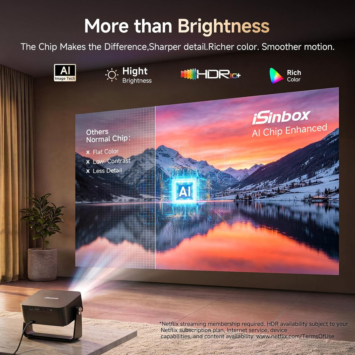 iSinbox Smart Outdoor Projector,Built-in Apps,180° Gimbal,Dolby Audio