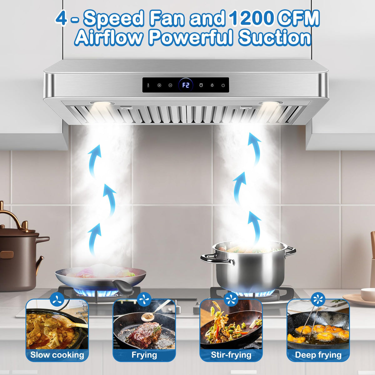 30 inch Under Cabinet Range Hood 1200 CFM Stainless Steel Vent Hoods