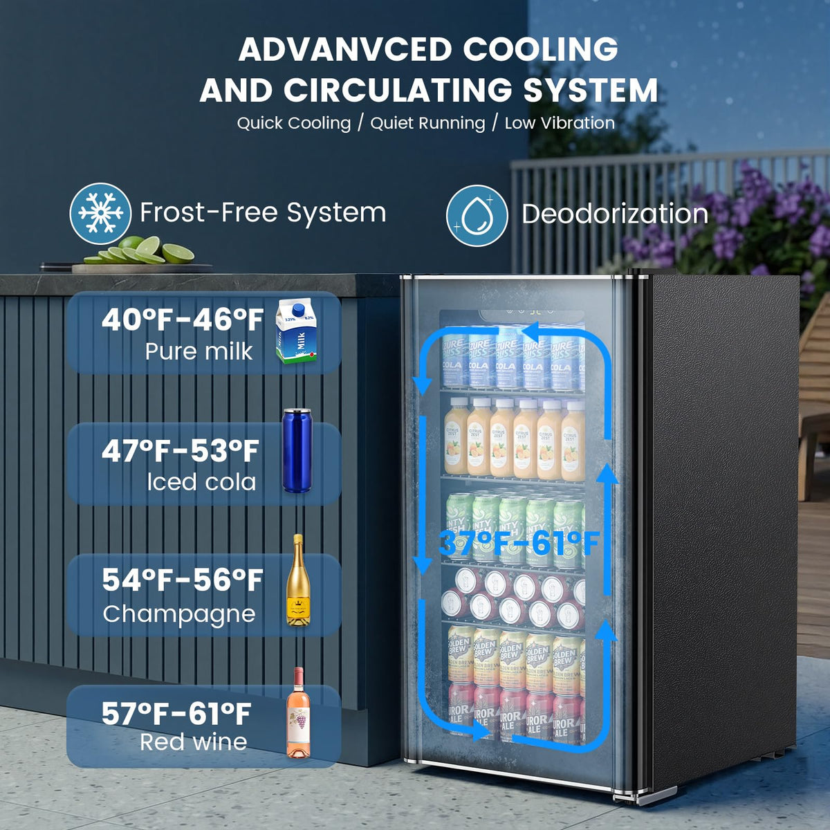 Electactic Mini Fridge 130 Can Beverage Refrigerator Cooler, 3.2 Cu.Ft Drink Fridge forSoda Wine Beer, Digital Temperature Control Cooler for Home, Dorm, Bar