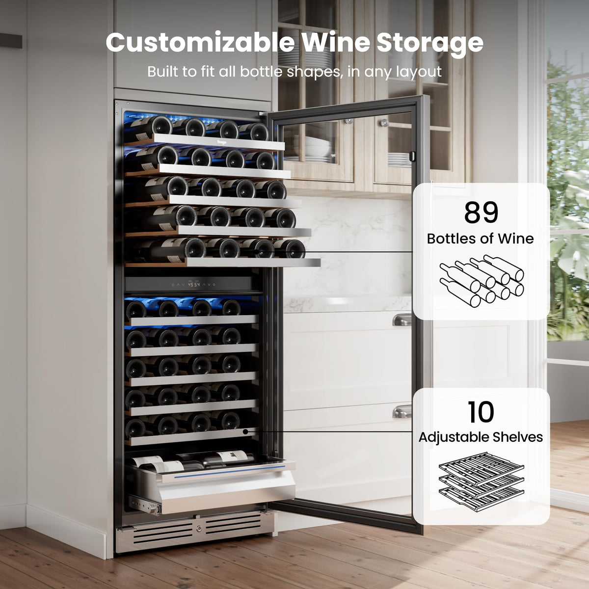 Yeego 24 Inch Dual Zone Wine Fridge with 52 Bottle