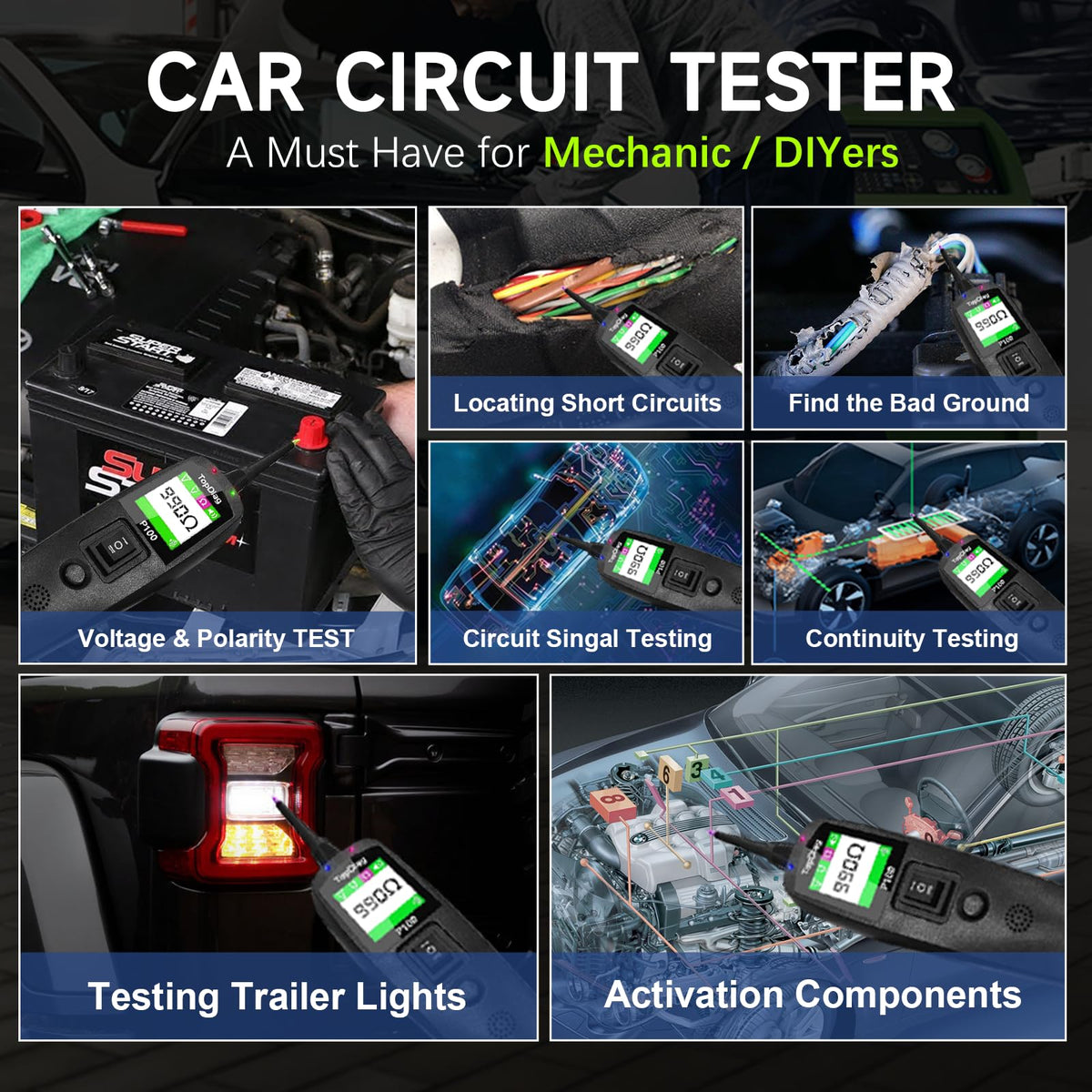 12V Test Light Automotive, Power Circuit Probe Kit, Car Fuse Tester, P60