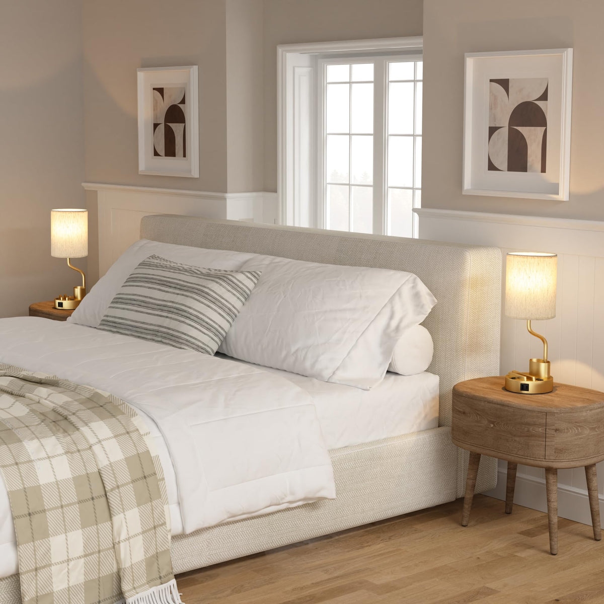 Fenmzee Bedside Lamps for Bedroom Set of 2 - Table Desk Lamp for Nightstand