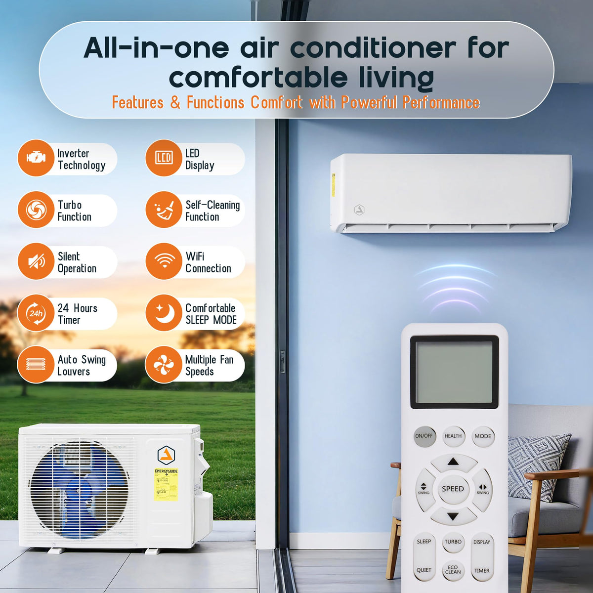 Albott 12,000 BTU Mini Split Air Conditioner and Heater SEER2 18, 115V