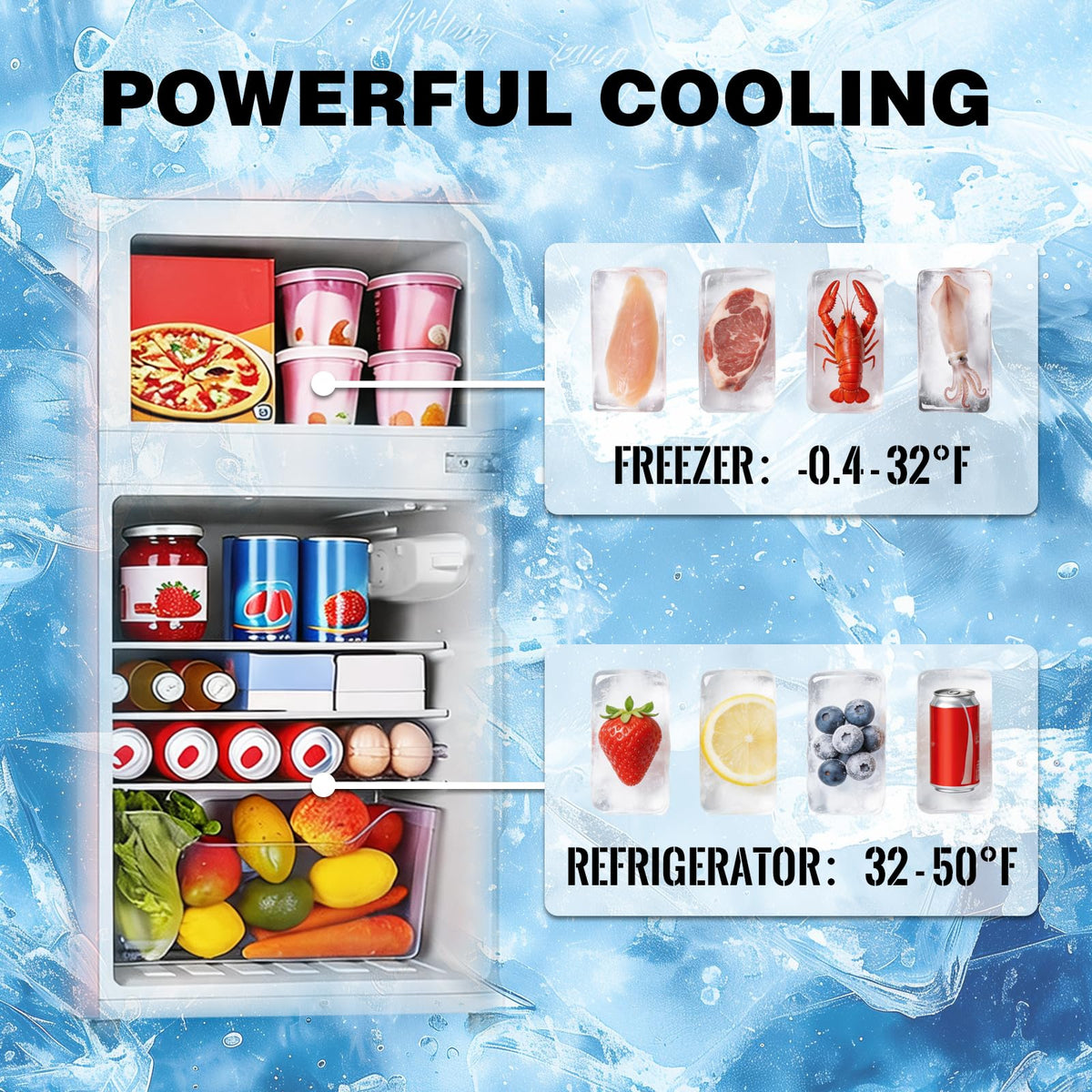 3.5 Cu.Ft Compact Refrigerator Gray, Dual-Door MIni Fridge for Home