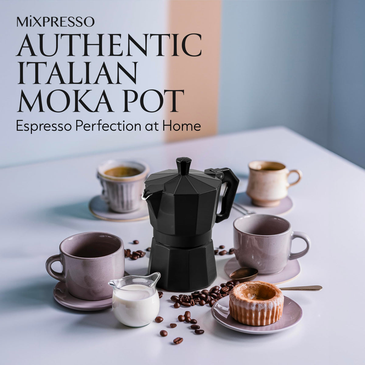 Mixpresso 3 Cup Moka Pot Stovetop Espresso Maker, Italian Cuban Coffee Pot