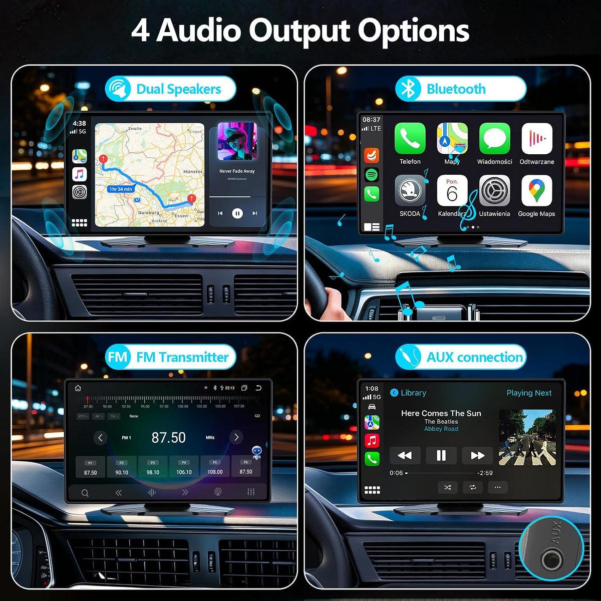 9" Wireless CarPlay Screen with Apple Car Play & Android Auto for Car, OTA Updates, Backup Camera, Bluetooth 5.0, Mirror Link, Voice Control, GPS Navigation, FM, AUX