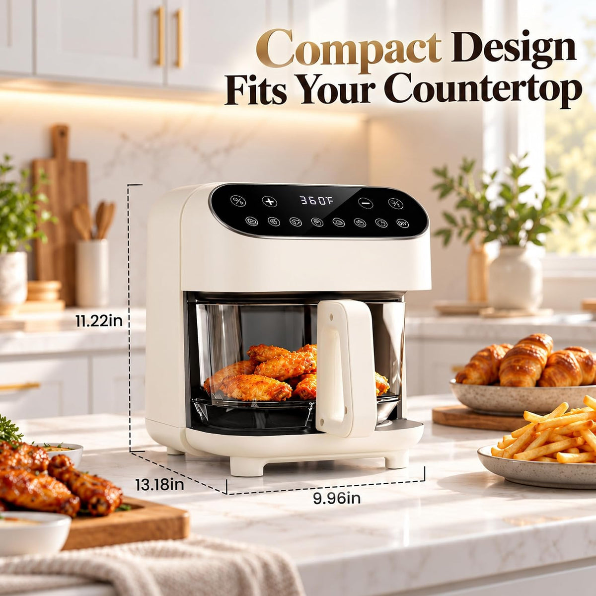 Kismile 5QT Glass Air Fryer, 8-in-1 Non Toxic AirFryer