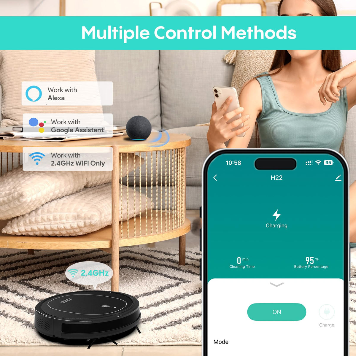 Robot Vacuum and Mop Combo, 6000Pa Powerful Suction, LiDAR, Self-Emptying