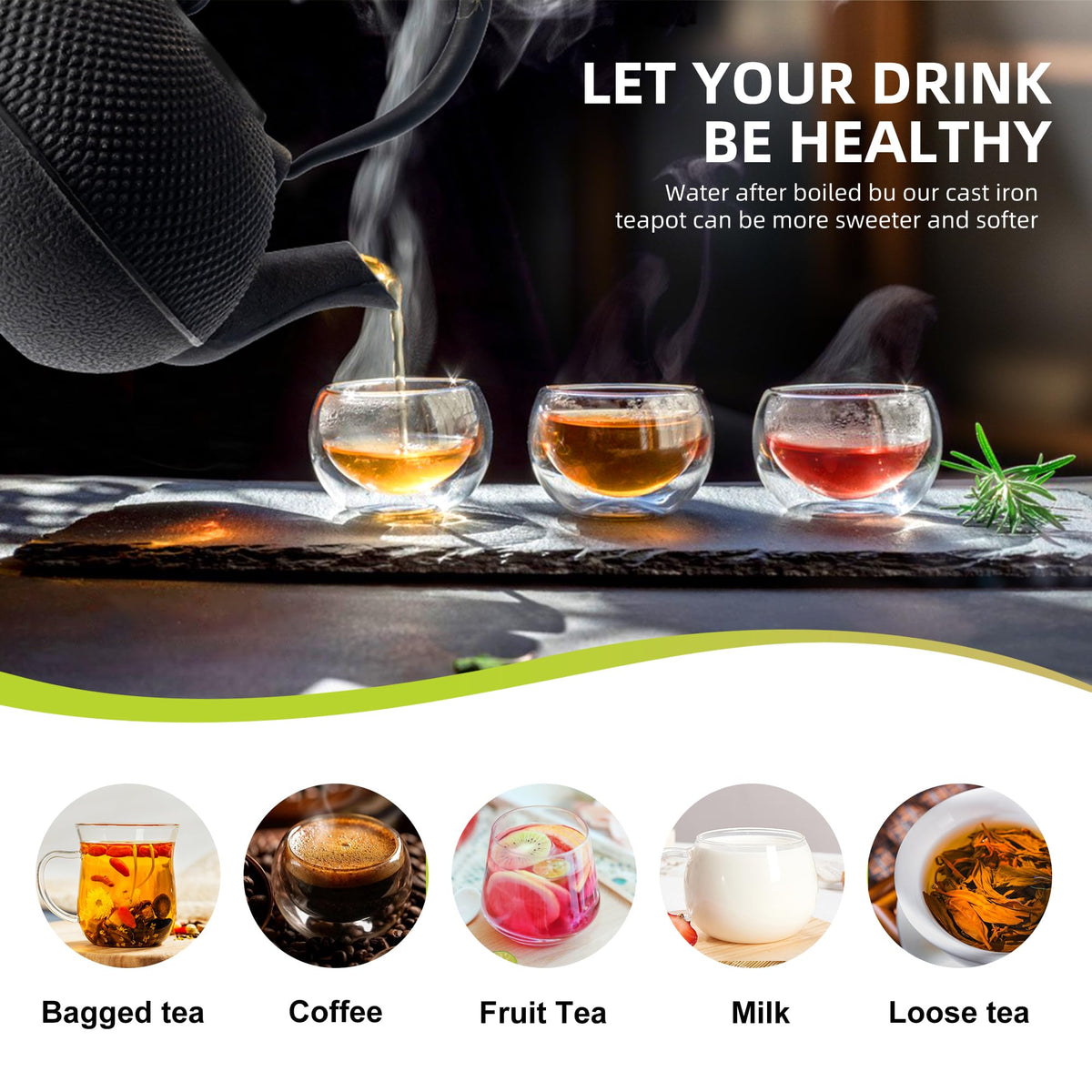 Japanese Tetsubin Tea Kettle Cast Iron Teapot with Stainless Steel Infuser 30 oz/900 ml