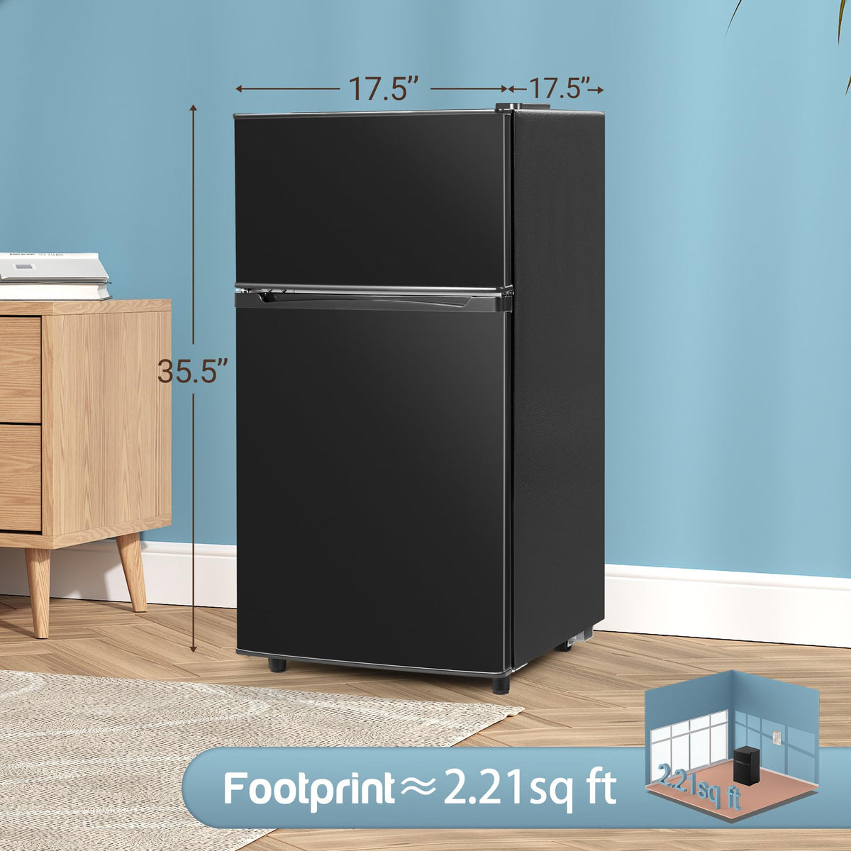 4.5 Cu.Ft Mini Fridge Freezer for Dorm/Office, 2-Door, Quiet