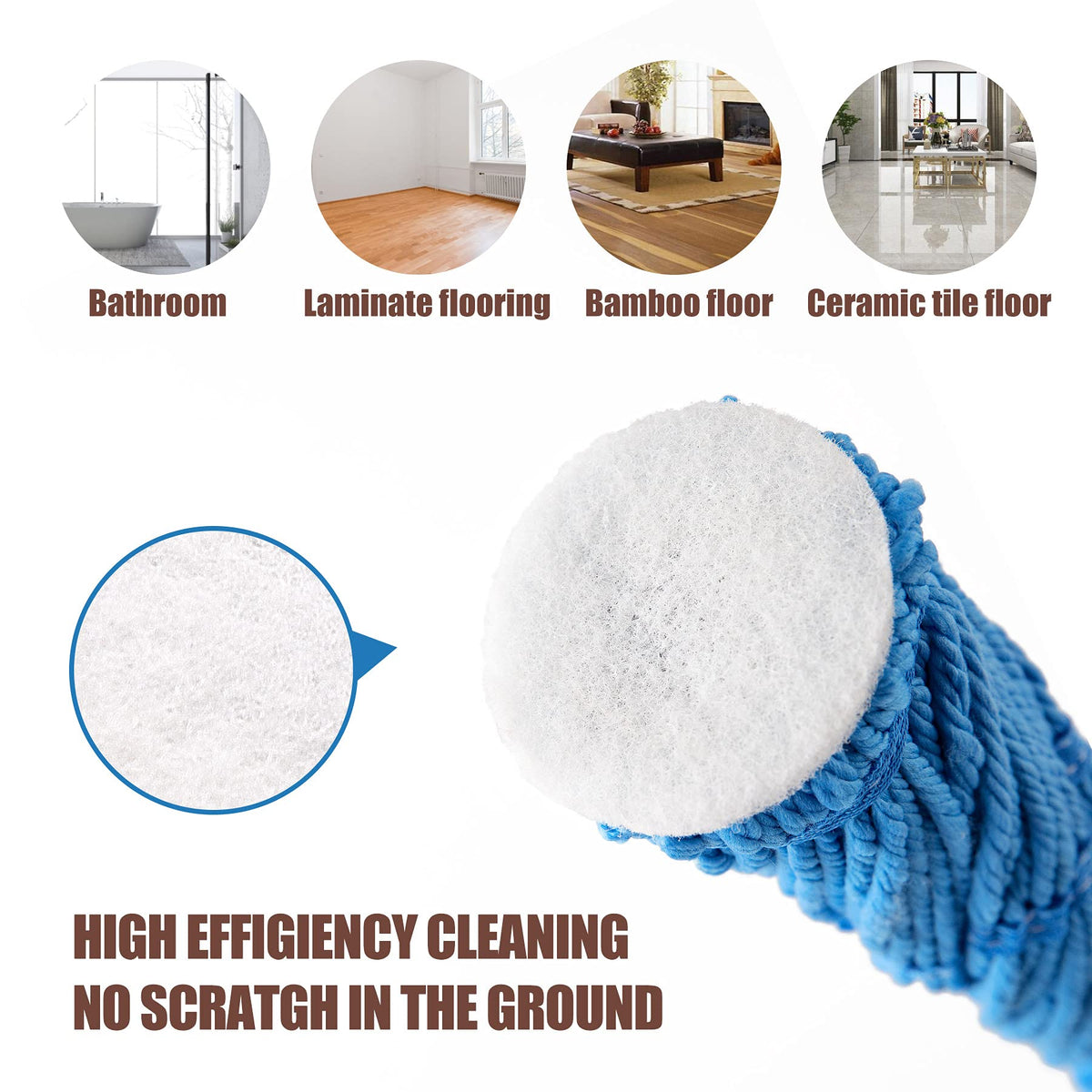 Eyliden Mop with 2 Reusable Microfiber Heads, Easy Wringing Twist Mop