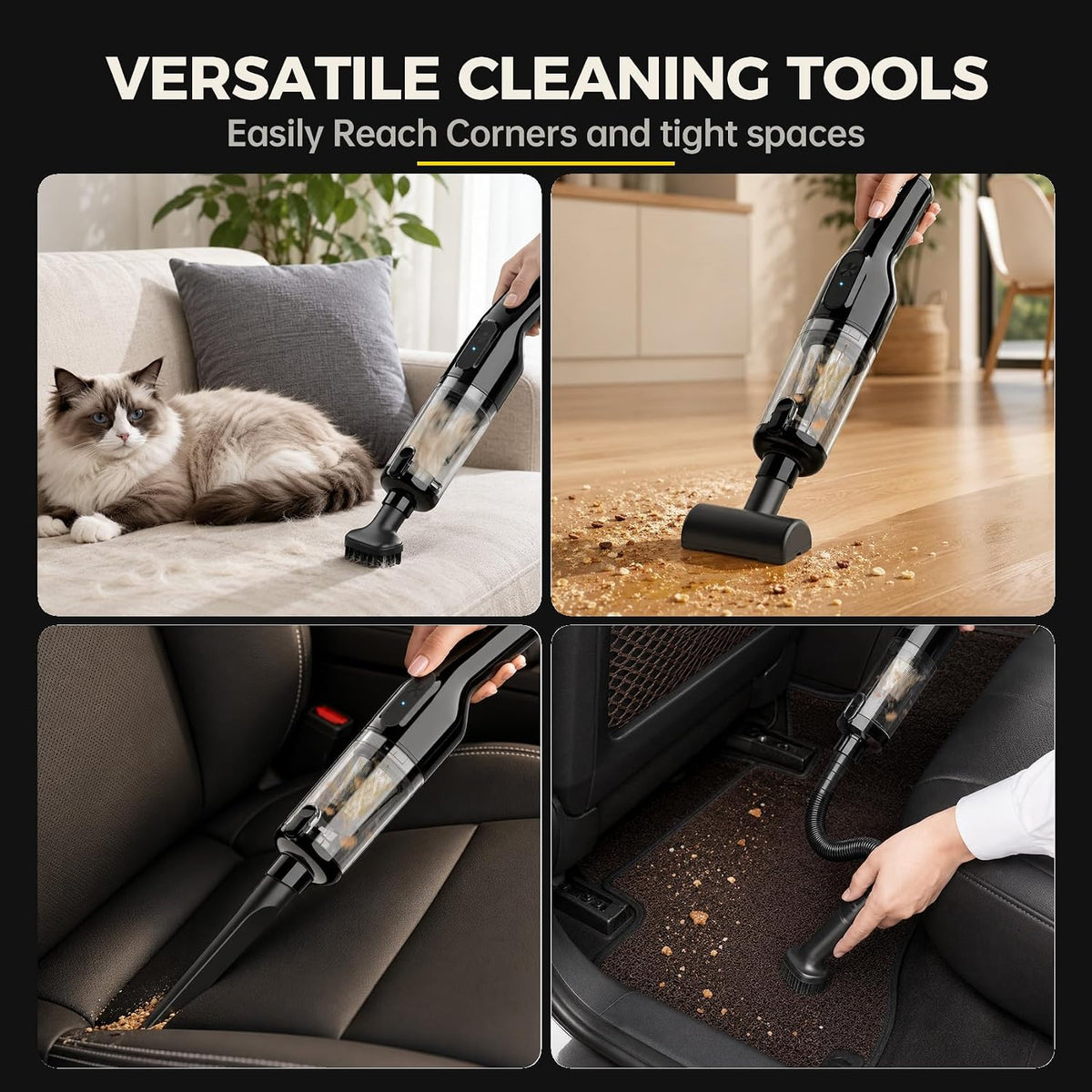 Car Vacuum Cleaner for Car Home Pet, Handheld Vacuum Cordless High Power