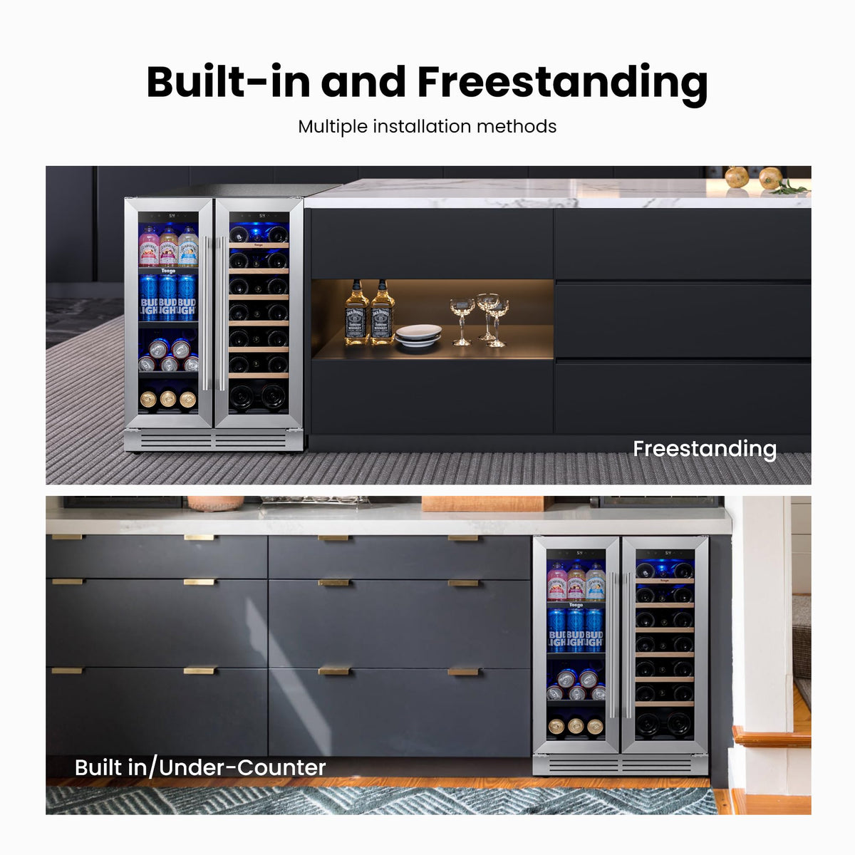 Yeego 24 Inch Dual Zone Wine Fridge with 52 Bottle