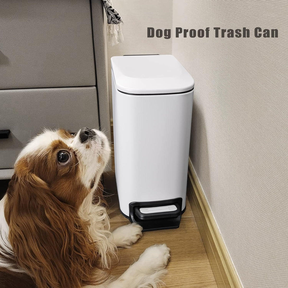 Cesun Small Bathroom Trash Can with Lid, 1.6 Gal, Soft Close, Matte Black