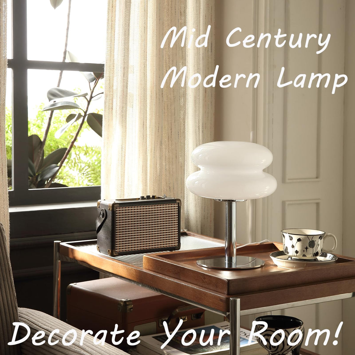 Glivpny Mushroom Lamp Table Lamp, Mid Century Modern Bedroom Lamps(Orange)