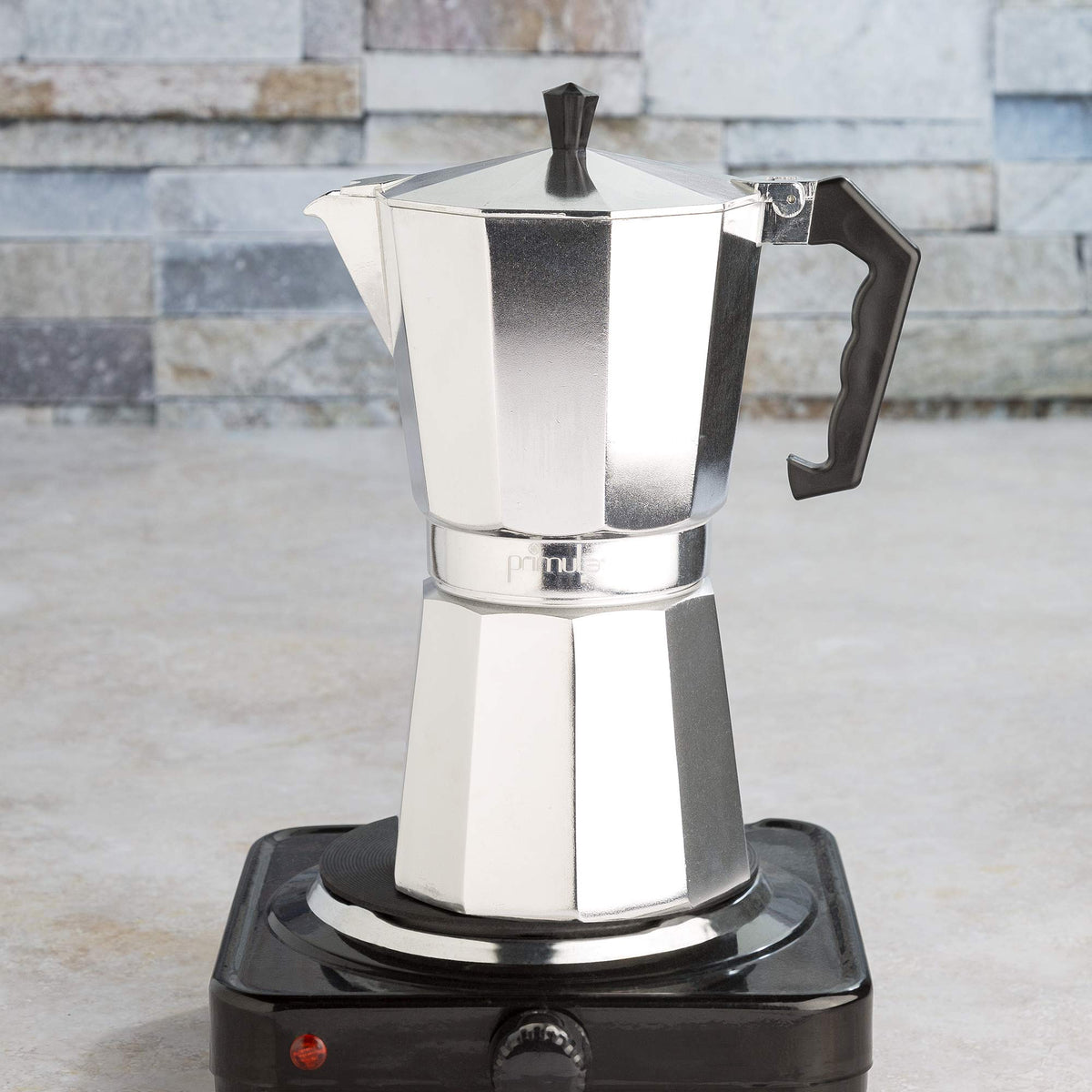Primula Classic Stovetop Espresso and Coffee Maker, Moka Pot for Italian and Cuban Café Brewing, Greca Coffee Maker, Cafeteras, 9 Espresso Cups, Silver