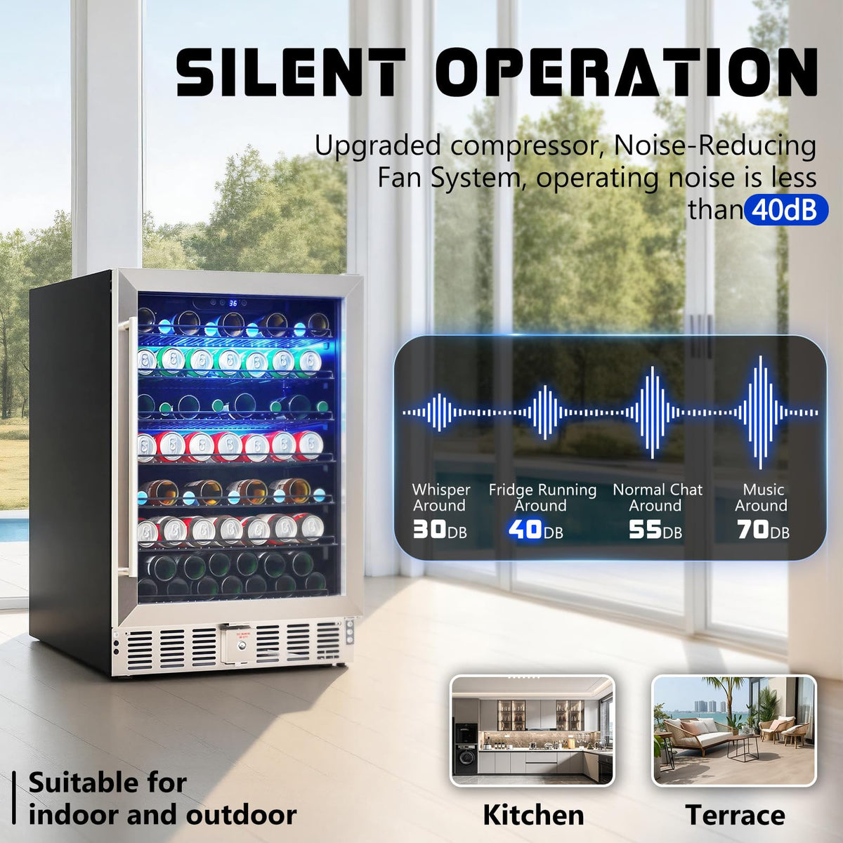 Albott 24 Inch Outdoor Beverage Fridge, 5.0 Cu.Ft Beverage Refrigerator