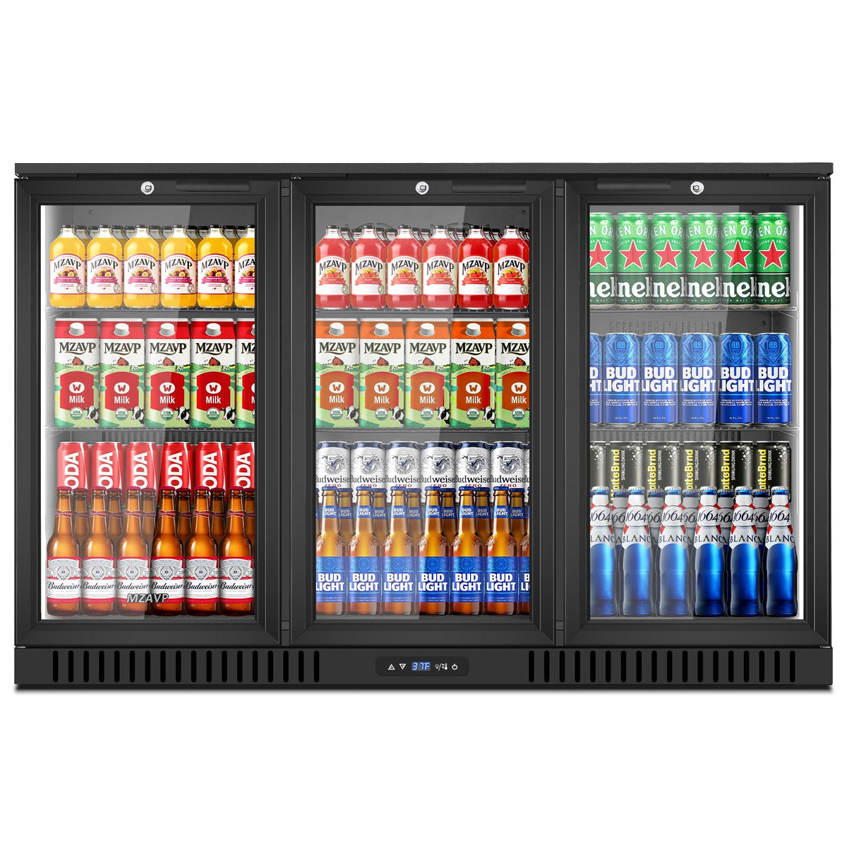 Beverage Refrigerator Cooler, 120 Can Mini Beverage Fridge with Reversible Glass Door for Soda Beer, 3 Cu.Ft Drink Fridge with Digital Temperature Control & Adjustable Shelves - Silver