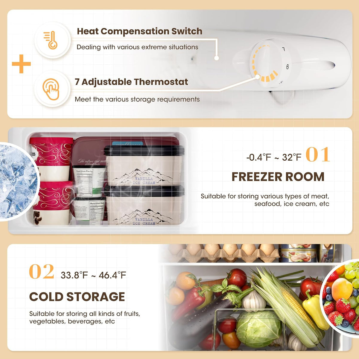 3.6 Cu.Ft Refrigerator with Freezer for Kitchen Office, Black