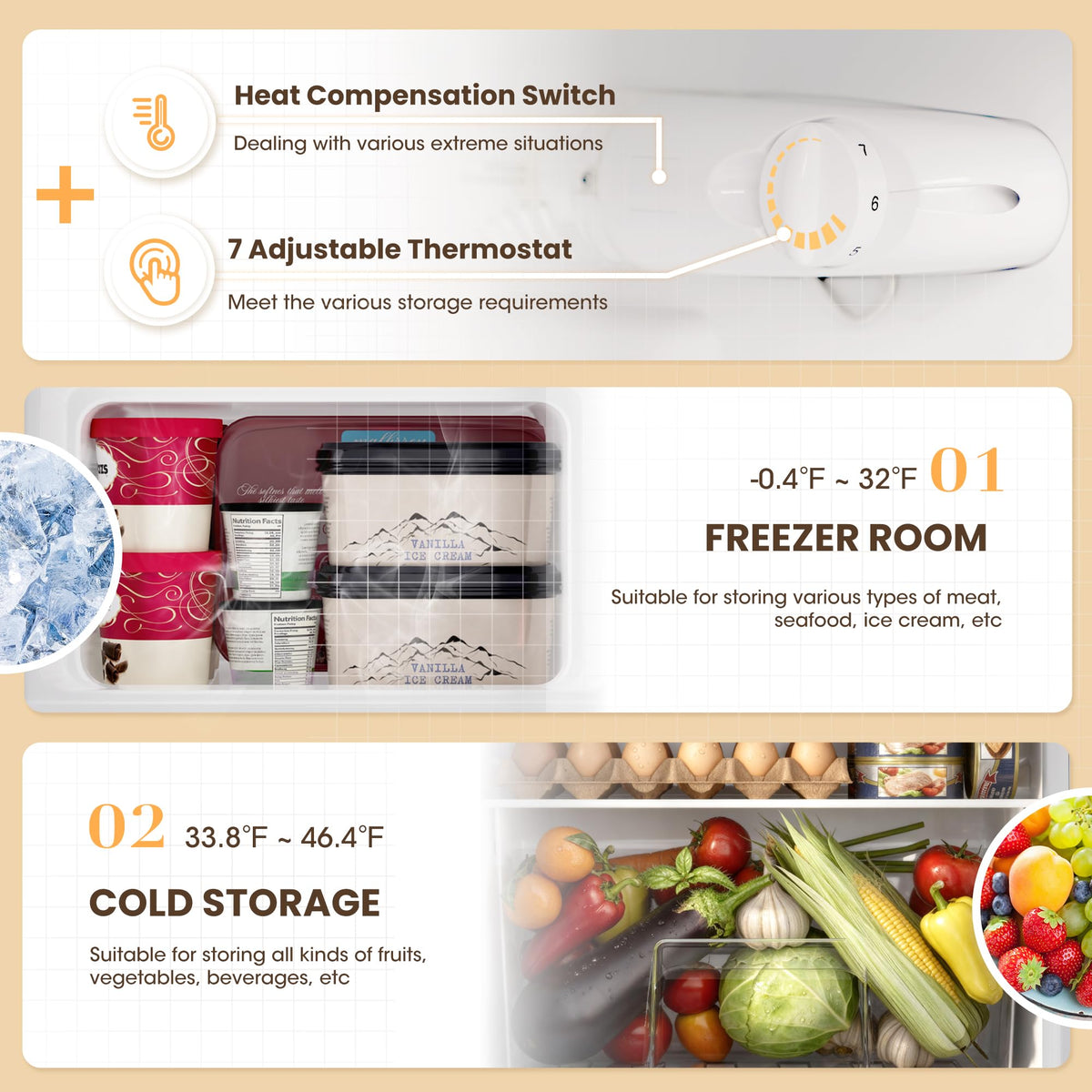 3.6 Cu.Ft Refrigerator with Freezer for Kitchen Office, Black