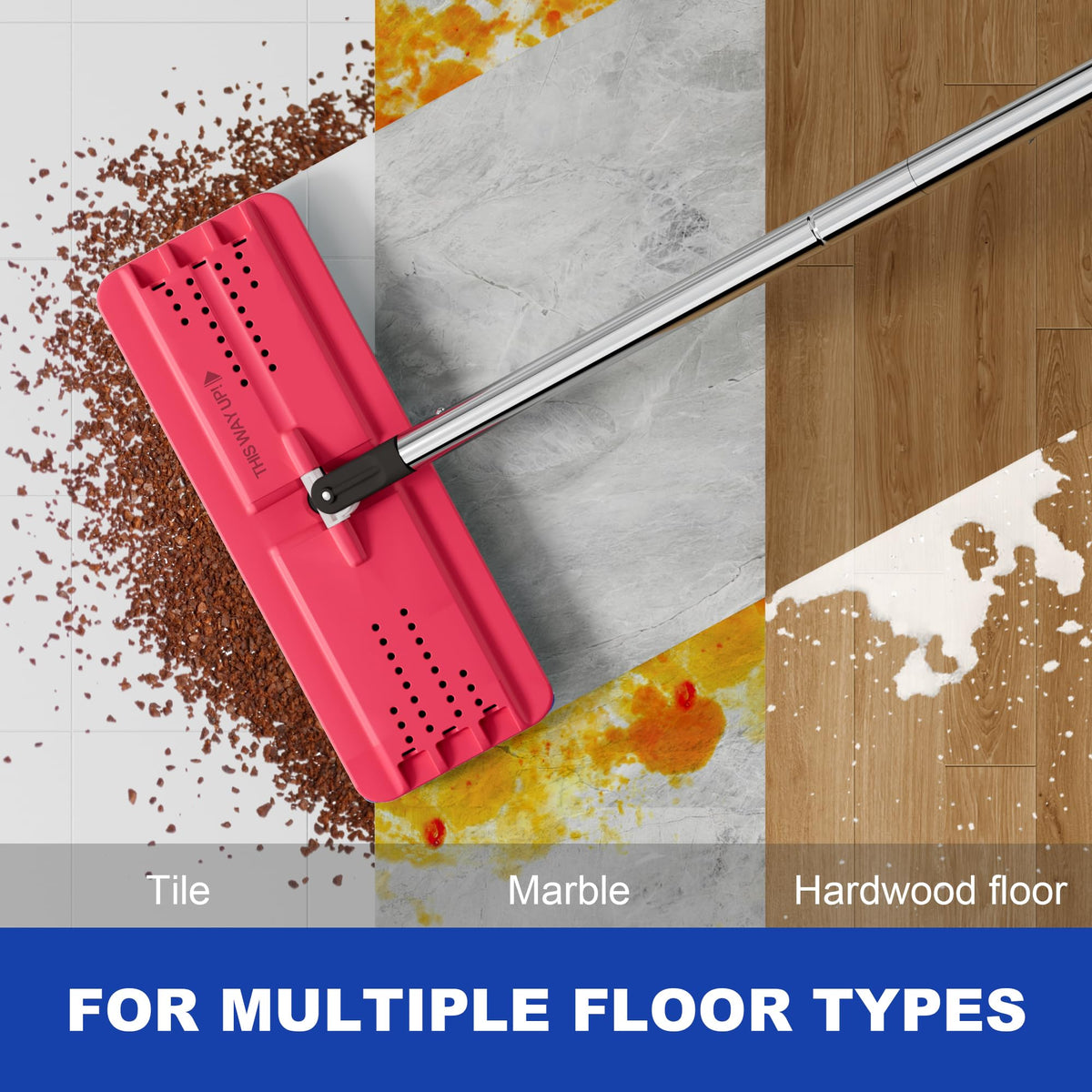 JOYMOOP Flat Mop System, Microfiber Mop and Bucket Set, White, Commercial & Household Use, Hardwood Floor & Wall Cleaning Mop with Long Handle, 4 Microfiber Pads