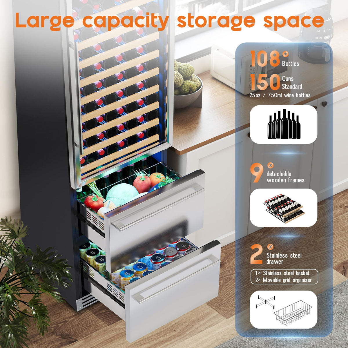 Albott 24 Inch Outdoor Beverage Fridge, 5.0 Cu.Ft Beverage Refrigerator