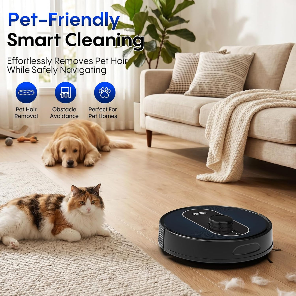 Robot Vacuum and Mop Combo, 6000Pa Powerful Suction, LiDAR, Self-Emptying