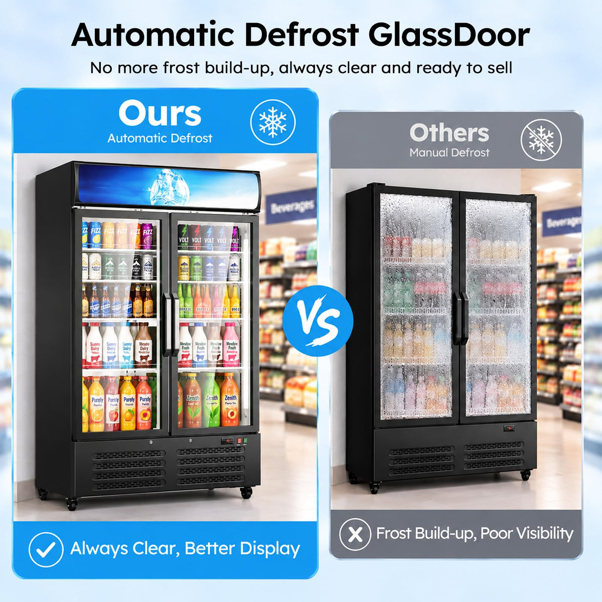 Commercial Refrigerators, 14.8 Cu.Ft Beverage Fridge with Glass Door