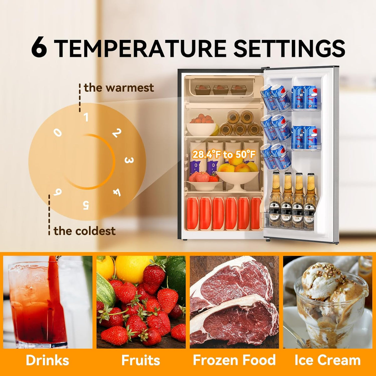 3.2 Cu.Ft Mini Fridge with Freezer, Grey
