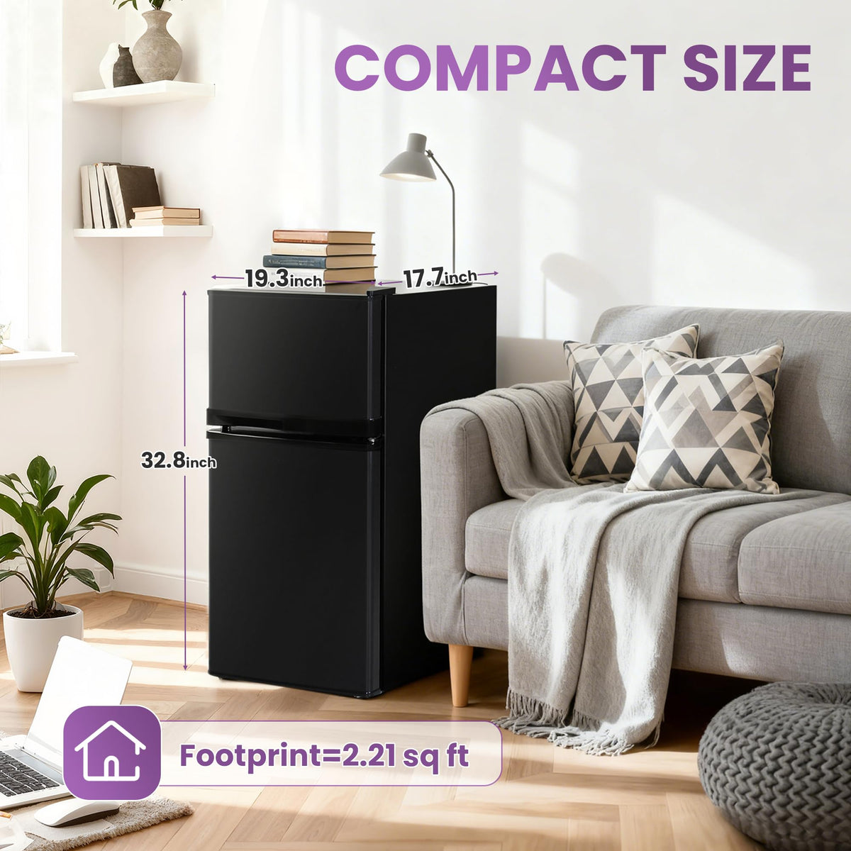 3.6 Cu.Ft Mini Fridge with Freezer for Dorm Office, Silver