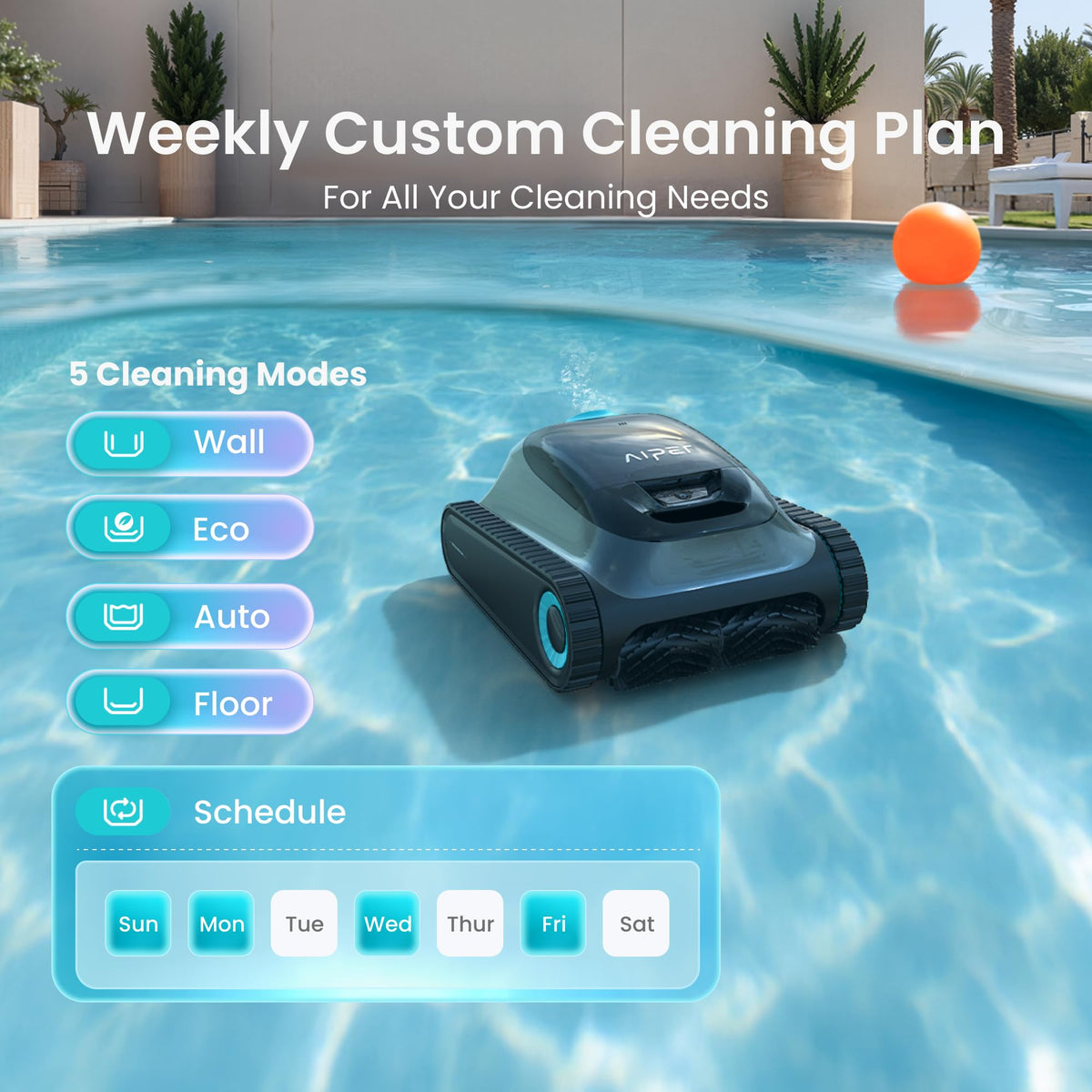 Aiper Scuba S1 - Robotic Pool Cleaner, Powerful Suction, 150-Min Runtime, Wall & Waterline Cleaning, for Inground & Above Ground Pools up to 1600 sq.ft-2024 Basic