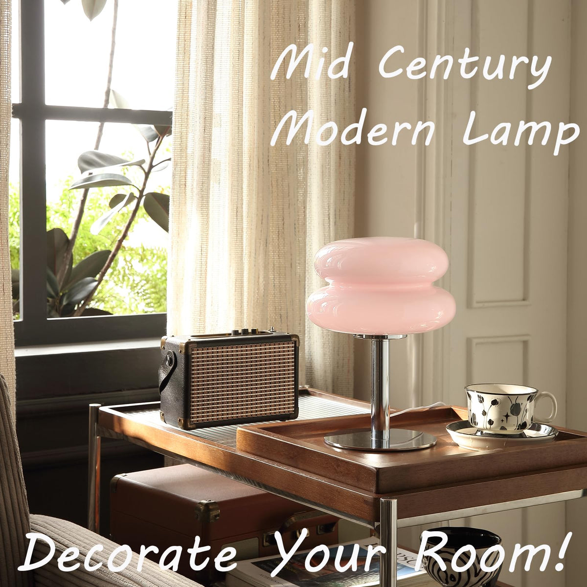 Glivpny Mushroom Lamp Table Lamp, Mid Century Modern Bedroom Lamps(Orange)