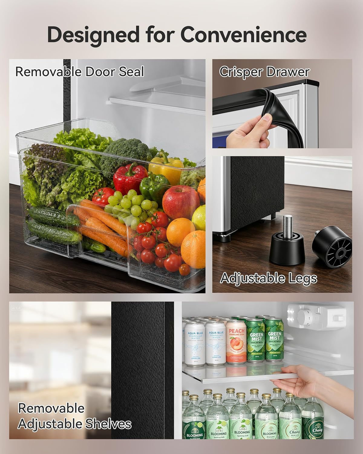 4.5 Cu.Ft Mini Fridge Freezer for Dorm/Office, 2-Door, Quiet