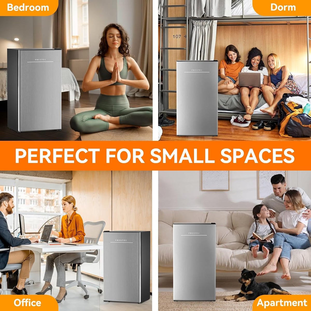 3.2 Cu.Ft Mini Fridge with Freezer, Grey