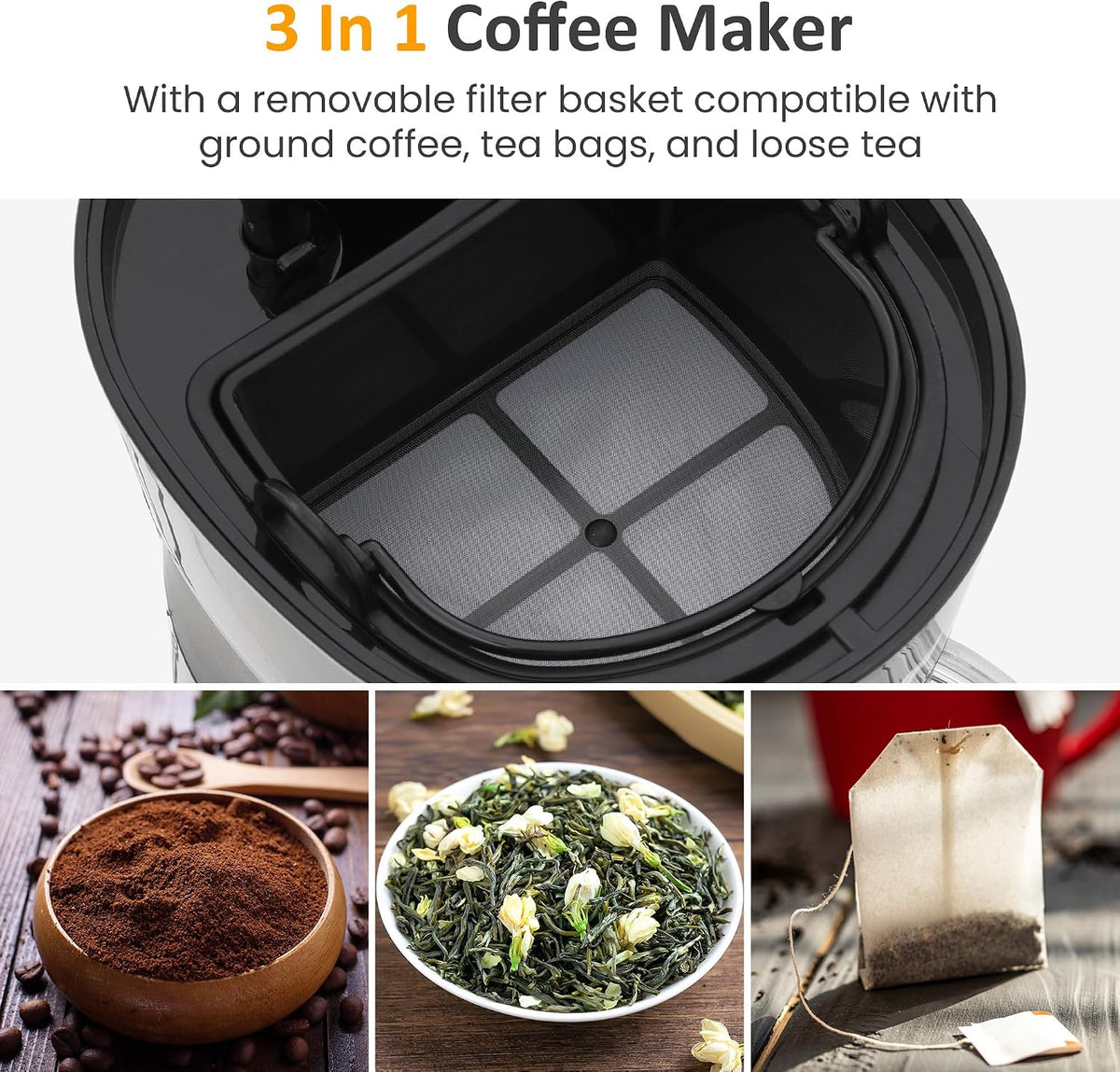 SUNVIVI 20Oz Iced Tea Coffee Maker with Reusable Filter - Small,Hot Brew