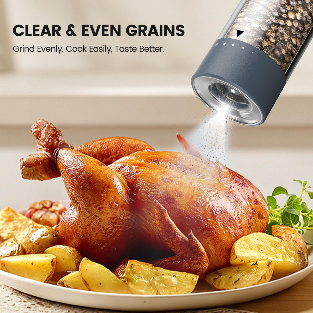 Electric Salt and Pepper Grinder Set - Rechargeable Automatic Salt and Pepper Shakers, Kitchen Appliances with External Adjustable Coarseness, Large Capacity, Housewarming Birthday Gifts for Women Men