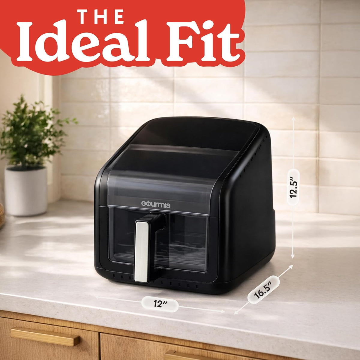 Gourmia Air Fryer - 7 Qt Basket Capacity with Panorama Window, Black