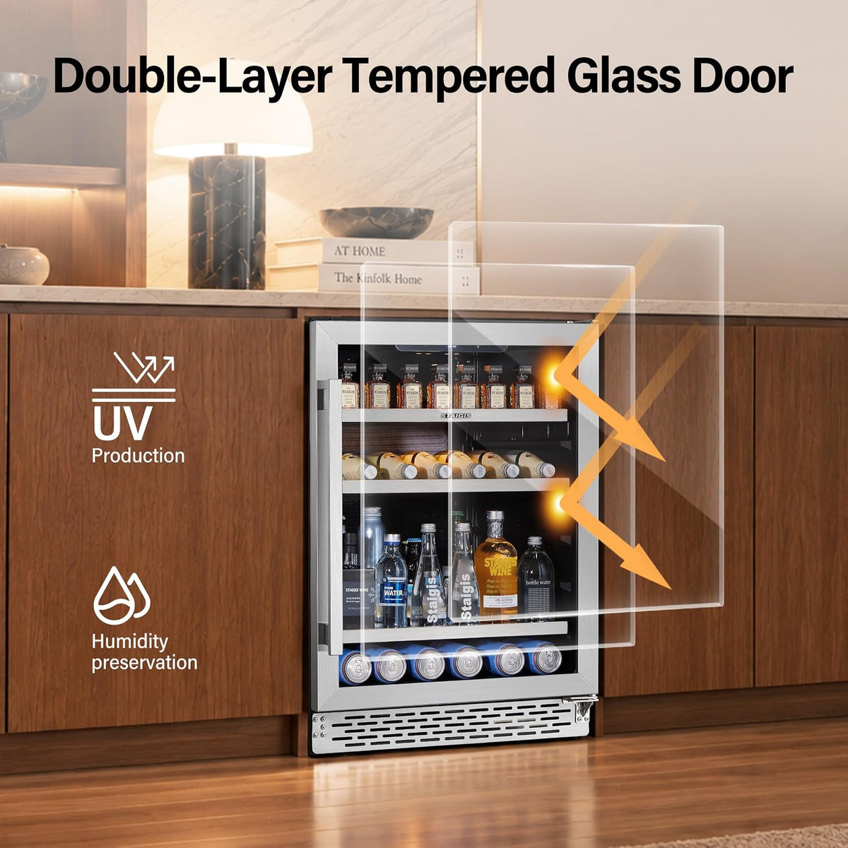 24inch Beverage Refrigerator,180 Cans Beverage Fridge Under Counter