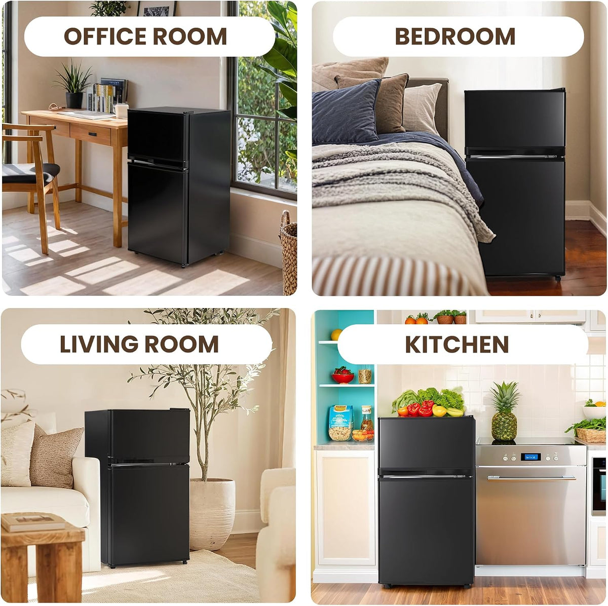 3.6 Cu.Ft Refrigerator with Freezer for Kitchen Office, Black