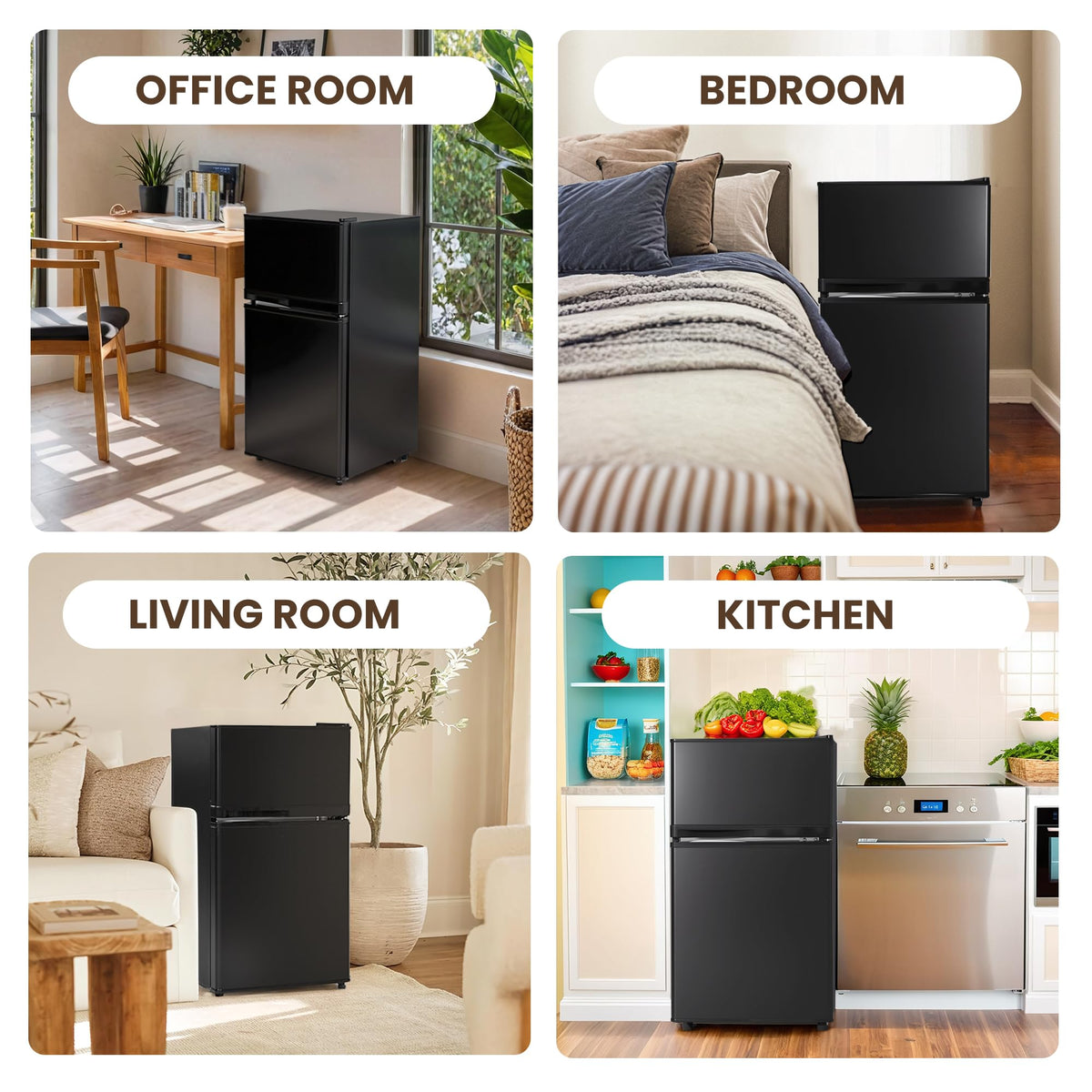 3.6 Cu.Ft Refrigerator with Freezer for Kitchen Office, Black